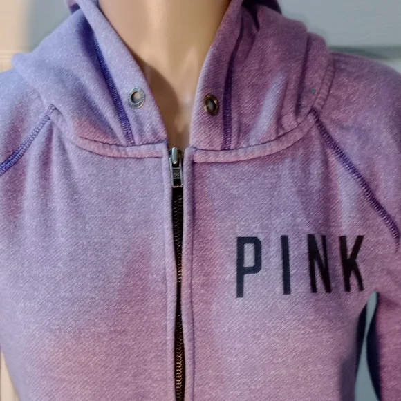 PINK VICTORIA SECRET PURPLE JACKET WITH HOOD, SIZE SMALL - Picture 2 of 9